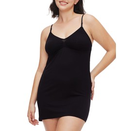 HOFISH Nursing Nightgown with Suspender Straps Maternity Dress with Easy Feeding Clasps - Ideal for Pregnant and Nursing Mothers Black Medium