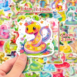 Snake Stickers for Laptop (Pack of 50), Gift for Children, Teenagers, Adults, Boys, Snake Stickers, Waterproof Vinyl Stickers for Scrapbooking, Skateboard, Car, Luggage