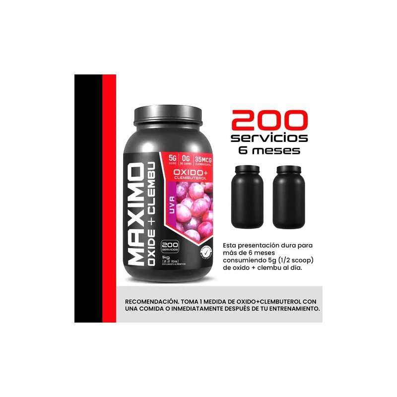 Óxido Clembu Maximo Protein Pre Entreno 1kg 200 Servs