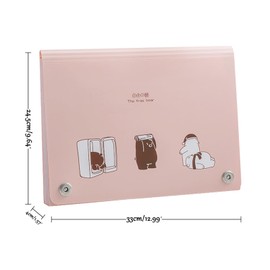 Große Kapazität A4 Fächermappe – Mehrschichtiger Premium-Dokumenten-Organizer mit Registerkarten, ideal für Belege, Unterlagen und Büroorganisation,Drei kleine Bären, Rosa