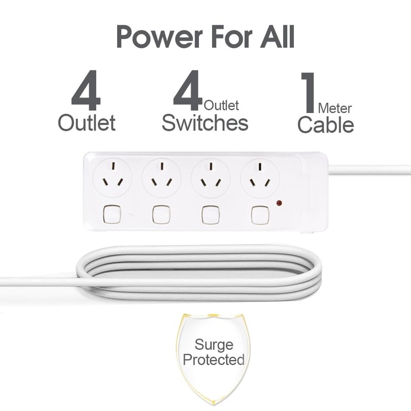 Surge Protectors with 4 Outlet，Power Board with Individual switches, Power