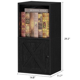 FUSUNBAO Magic DIY Cube Storage Organizer Stackable Cubes, Small Room Organizer Wooden Storage Boxes, Modern Cube Bookshelves, Shelves for Home Books Clothes Toys (Black,General+Door Cube)