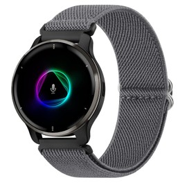 Oumida Strap for Garmin Venu 2 Plus/Venu Sq/Venu Sq 2 Music for Men and Women, 20 mm Nylon Watch Strap, Elastic Adjustable Sports Replacement Strap for Garmin Venu Sq 2 Bracelets, Grey
