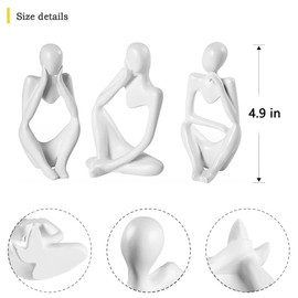 Irayin Denker Sculpture Decoration, Abstract Art Figures Statues, Living Room Decoration Modern, Decorative Figures for Living Room, Office, Bookcase, Bedroom - White