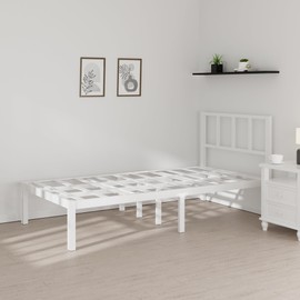 14 Inch Bamboo Bed Frame – Solid Wood Platform Bed Frame, Strong and Stable, with Non-Slip Slats for Support, No Box Spring Needed, Easy to Assemble, Noise-Free (White with Headboard, Twin)