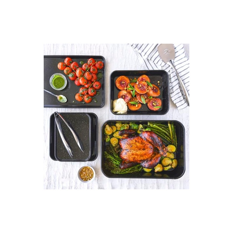 Bakemaster Professional Vitreous Enamel Non-Stick Baking Tray, Black, 24 x