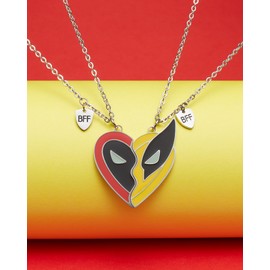 Yooborn Half Heart Superhero Patterns Best Friend Necklace 2 Stainless Steel Matching BFF Necklace For 2 Cartoon Lover Pendants Friendship Jewelry Gifts For Bestie Couples Fans.