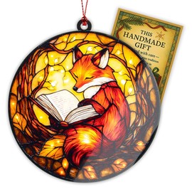Cute Fox Read Book Christmas Ornaments 2025, Book Lover Gifts for Women, Gift for Readers and Book Lovers, Fox Ornament Gift for Librarian, Bookworm, Teacher, Decorative Hanging Ornament Gifts