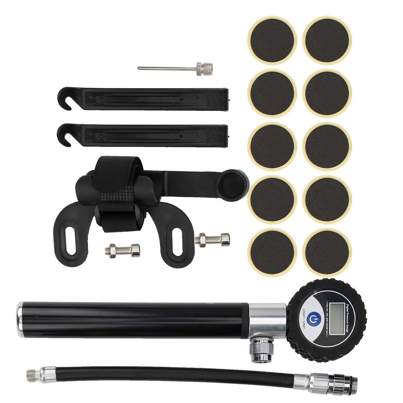 Bicycle Digital Display Air Pump with Needles Hose Kit Bike
