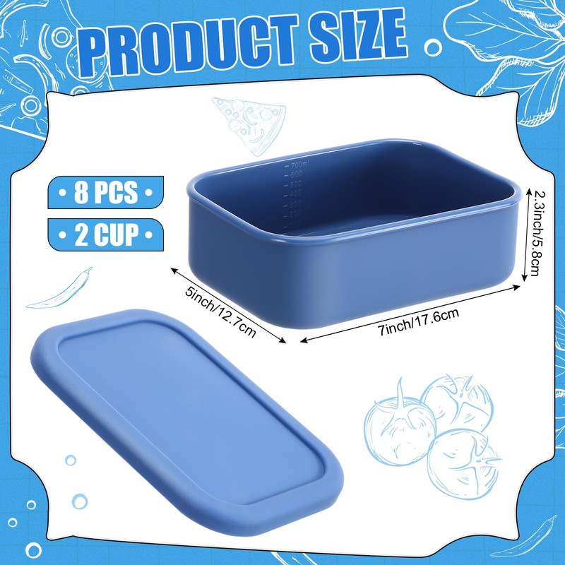 Nuogo 8 Pcs 2 Cup Silicone Freezer Trays with Lid