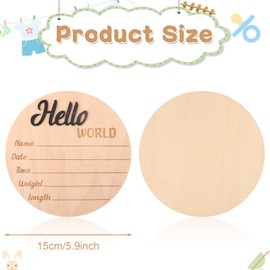 Baby Announcement Sign, Wooden Hello World Newborn Welcome Sign Baby Name Plaque Birth Announcement Sign for Photo Props Baby Shower Hospital Nursery