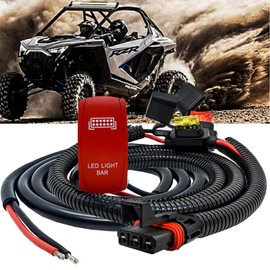 OZ-USA 10' Pulse Power Busbar Plug Wire Harness with LED LIGHTBAR On/Off Red Rocker Switch Compatible with Polaris Pulse Power Busbar RZR Trail S Pro Ranger Crew XP 2018-2023