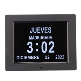Reloj con Calendario Digital de 8 Pulgadas, Recordatorio de Reloj para Ancianos, Atenuación Automática, Recordatorio de Medicamentos, Calendario Electrónico, Alarma, Reloj de Día,