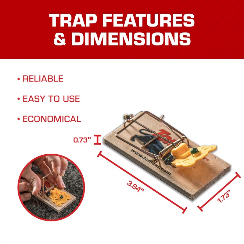 Tomcat Wooden Mouse Traps - Disposable Non-Chemical Mouse Trap for