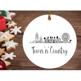 Town 'n' Country Florida Ornament Christmas - Town 'n' Country Skyline Draw Ornament - New Home Ornament Christmas Tree Decoration 3 Inch Plastic Circle