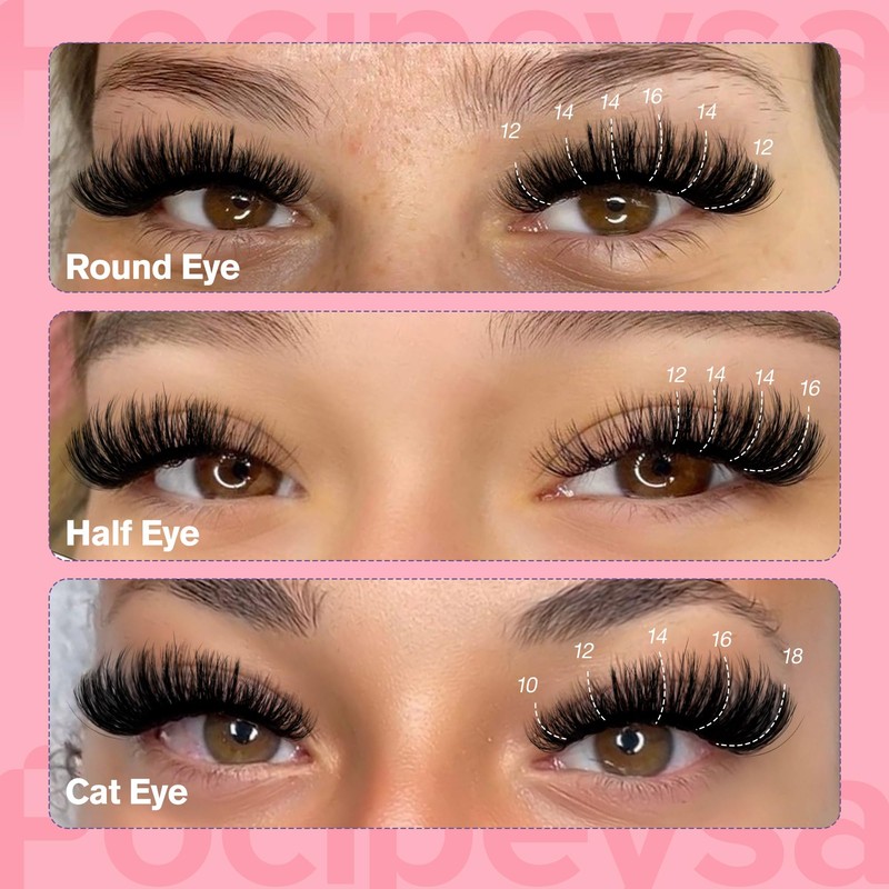 Focipeysa Fluffy Lash Clusters 100D Eyelash Clusters 10-18mm Fluffy Volume