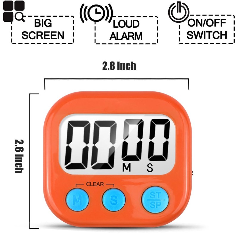 2 Pack Digital Kitchen Timer for Cooking Big Digits Loud