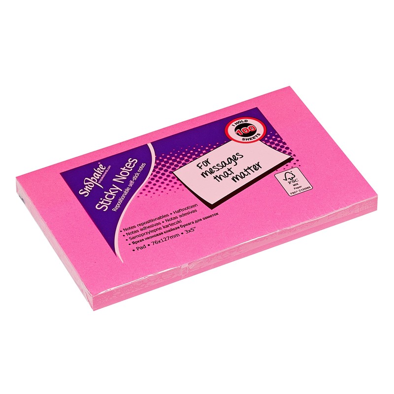 Snopake Sticky Notes - Neon/Assorted Colours (Pack of 6, 100