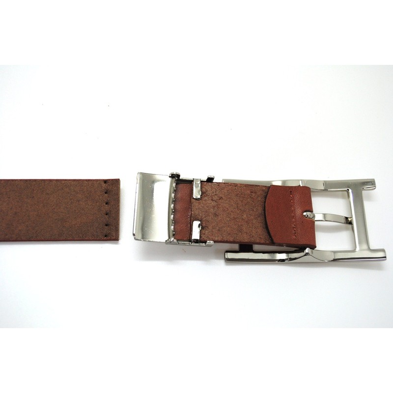 Bellabel Cow Leather Belt, Made in Japan, Casual, Silver, H-Buckle