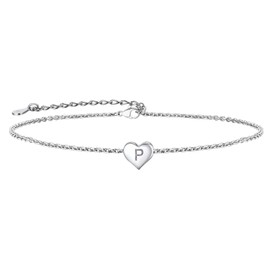 ChainsPro Silver Bracelet for Women Initial Bracelet Heart Bracelet Friendship Bracelets Charm Bracelets for Womens