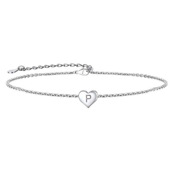 ChainsPro Silver Bracelet for Women Initial Bracelet Heart Bracelet Friendship