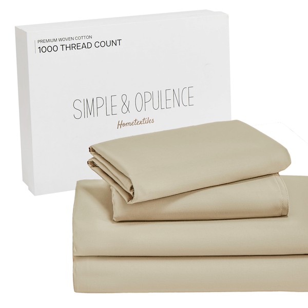 Simple&Opulence 100% Cotton 1000 Thread Count Queen Sheets -4 Pc