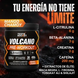 Testo Rocket Volcano Pre Entreno  Pre Workout Supplement Mango Chamoy, 30 Servings                                                                    