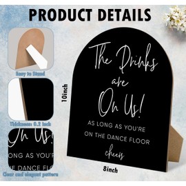 Wooden Wedding Bar Sign with Stand, The Drinks are on Us wedding decorations for reception Table Decor, 8x10 Inch Modern Gift Table Sign for Reception, Wedding & Party Event, 01