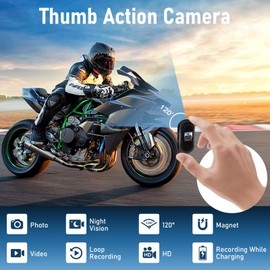 TANGMI Body Camera with Audio and Video Recording Mini Action Camera 1080P Thumb Size Vlogging Cam Portable Wearable Camcorder with 360 Rotate Clip, Magnetic Clip for Traveling,Cycling,Outdoor Sports