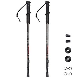 SPOTRAVEL Telescopic Trekking Poles, 2 Pack Aluminum Hiking Sticks, Lightweight & Portable Walking Pole for Camping Mountaining Backpacking (with Plastic Handles, Black)