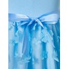 Girls Dresses Blue Wedding Bowknot Flutter Sleeve Square Neck Princess