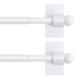 H.VERSAILTEX 2 Pack Magnetic Curtain Rods for Metal Doors, 16 to 28 Inch, 1/2 Inch Diameter, Multi-Use Adjustable Appliances for French Doors Magnetic Cafe Curtain Rod(White)