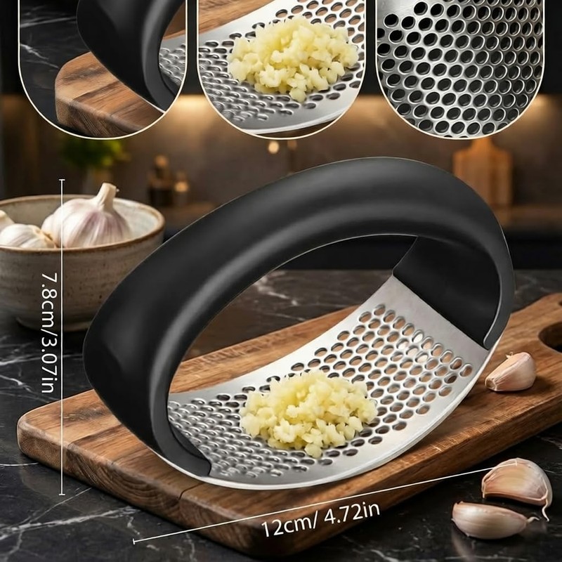 Stainless Steel Garlic Press, Heavy Duty Garlic Crusher Mincer with