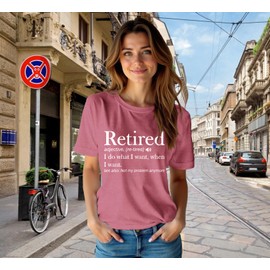Qskall Retirement Shirts for Women Retired Teacher T-Shirt Grandma Retired Tee Tops Pink