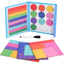 Magnetic Fraction Tiles & Fraction Circles, Rainbow Strips Fraction Magnets Manipulatives for Preschool Elementary School Educational Resources Classroom Educational Kit