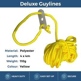 Peggi Guy Ropes 4 x 4m - Tent Rope for Camping, Gazebos & Awning - Paracord Compatible with All Tent Pegs - Bright Tensioner Cord Guide Ropes - Essential Tent Accessories For Outdoor Activities