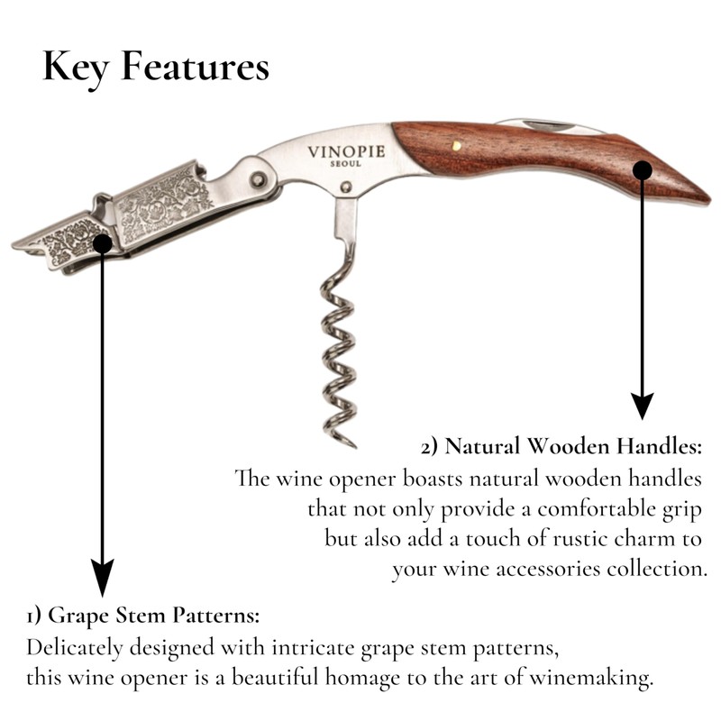 Grape Stem Design Stainless Steel Corkscrew and Foil Cutter -