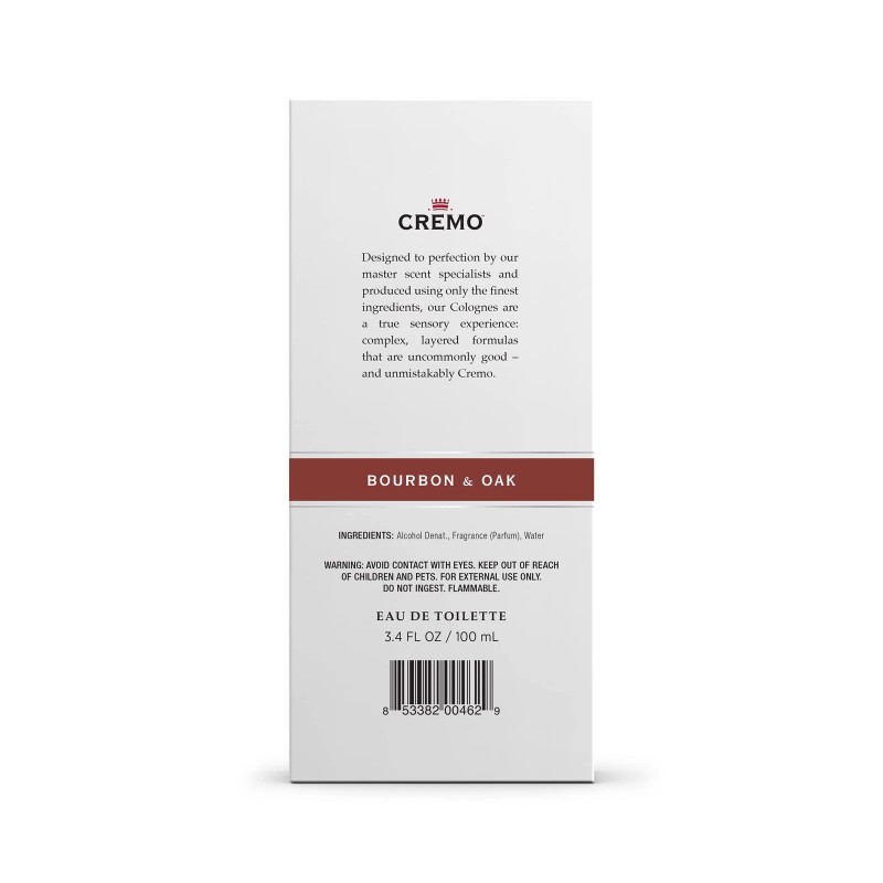 Cremo Bourbon Oak Cologne Spray 3.4 Fl Oz Sophisticated Men's