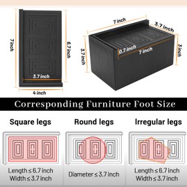 BTSD-home Oversized Bed Risers 3 Inch Furniture Risers for Table Sofa Desk Couch Dorm Rectangle Heavy Duty Bed Lifts with Anti Slip Foam and Rubber Pad 4 Pack