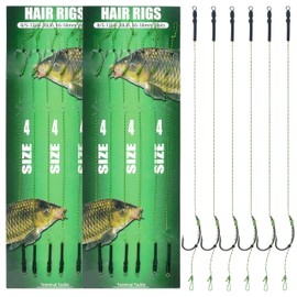 Carp Fishing Hair Rigs Kit - 12pcs Braided Thread Line Curved Barb Hook High Carbon Steel Hook Rolling Swivel Boilies Carp Fishing Rigs