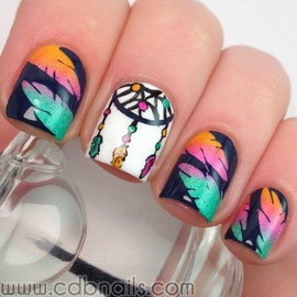 Original Feather Nail Vinyls By Twinkled T - 1 Sheet of 48 Vinyls