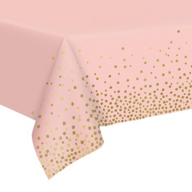 ZVK Pink Gold Party Table Covers 274x137cm Pack of 3 Disposable Tablecloth Party Tablde Decorations