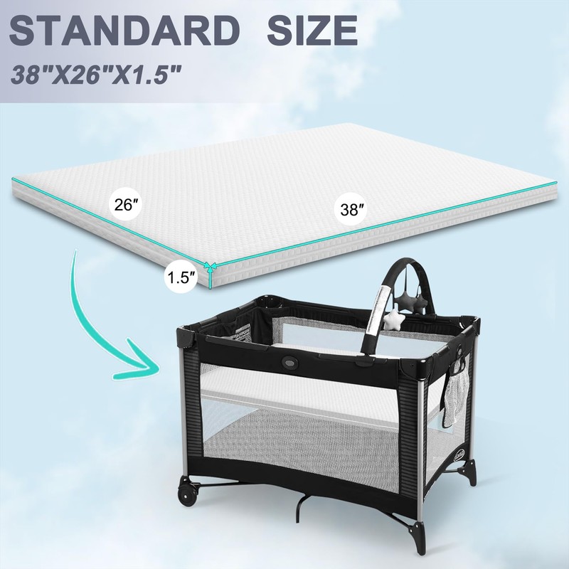 Lisara Pack and Play Mattress, 38 x 26 Pack N