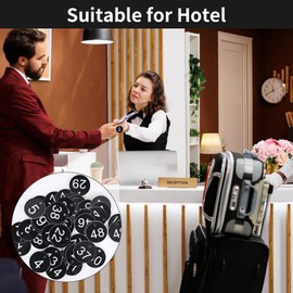 Plastic Table Numbers 1-100, Key Tags & Number Holders – 100 Pcs Engraved Table Number Tags with Hole | Waterproof Small ID Key Labels for Restaurants, Cafes, Hotels, Dormitory Lockers (Black, White)