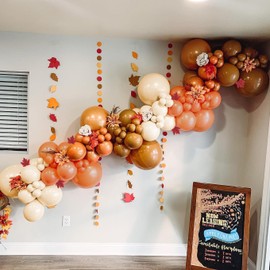 BlissBash BlissBash 117PCS Fall Balloon Arch Garland Kit - Burnt Orange, Brown, Nude Balloons with Faux Leaves, for Thanksgiving Balloons, Baby Shower, Little Pumpkin Baby Shower Decorations, Autumn Birthday