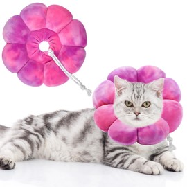 Y-blue Flower Cat Cone, Cat Cone Collar Dog Cone Soft Recovery E-Collar Dog Elizabethan Collar for Dogs and Cats, Cat Cones to Stop Licking(Rose Purple, M)