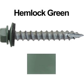 #14 Metal Roofing Screws: (250) Screws x 1-1/2" Hemlock Green Hex Head Sheet Metal Roof Screw. Self Starting/Tapping Metal to woodsheet Metal siding Screws-EPDM Washer. for Corrugated Roofing