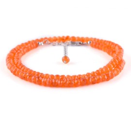 InfinityGemsArt Natural Carnelian Beaded Choker Necklace Genuine Gemstone Adjustable Clasp Closure Necklacemin 16 + 2 inches