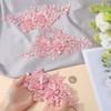 CABODYALS 2 Pairs 4Pcs Pink Floral Embroidery Applique Beaded 3D