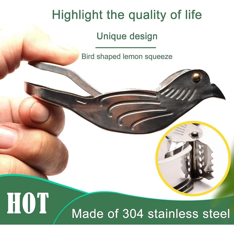 Silver Manual Lemon Juicer Stainless Steel Lemon Squeezer Small Portable